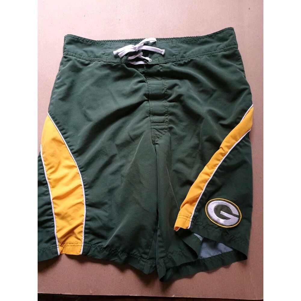 Green Bay Packers Mens Swim Trunks Lined Board Shorts Large